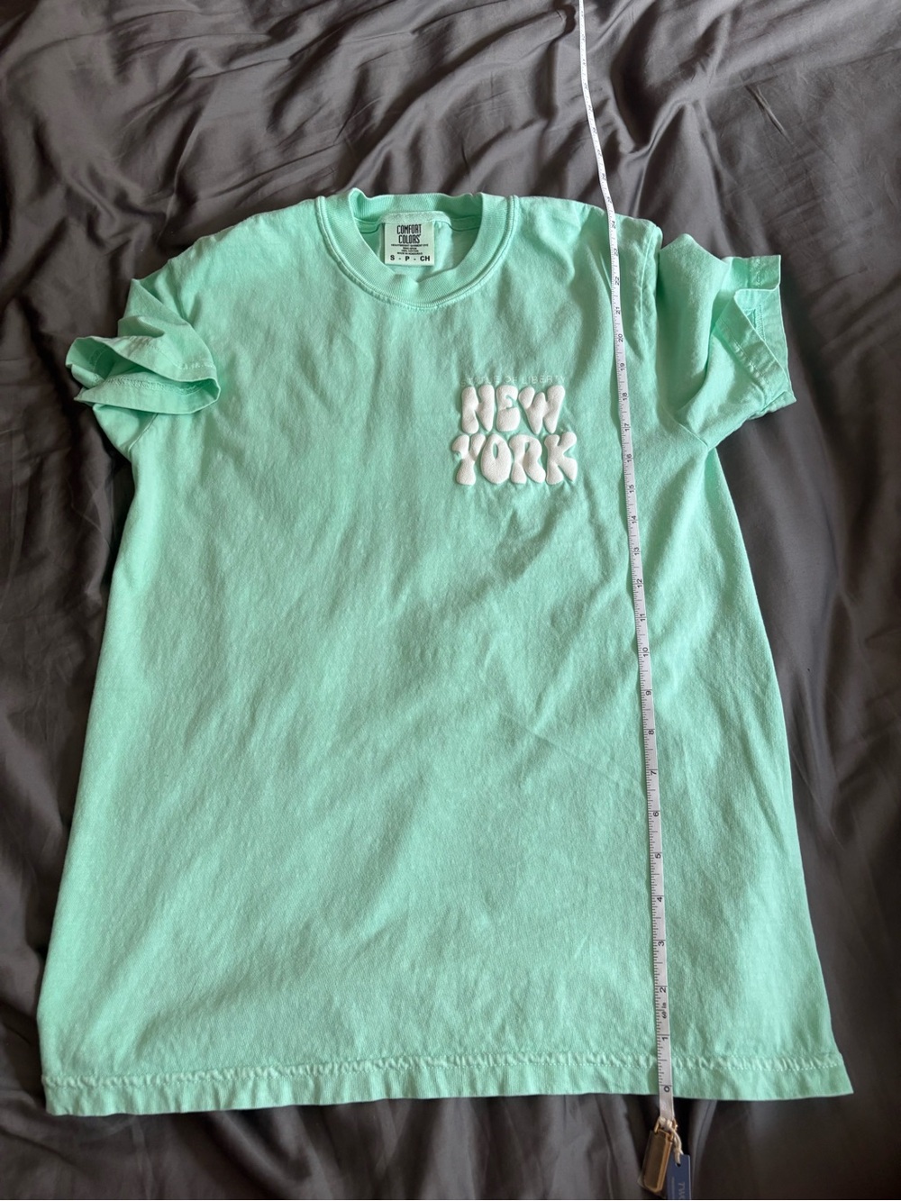 Comfort Colors Kids Mint Green Puff 'New York' Graphic Tee